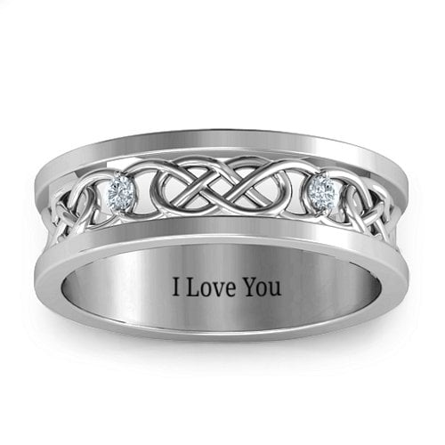 Men's Two-Stone Interwoven Infinity Band