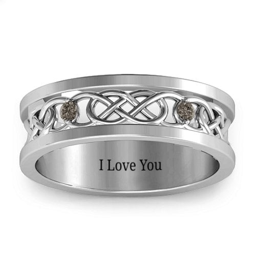 Men's Two-Stone Interwoven Infinity Band