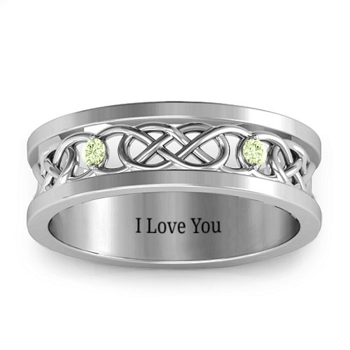 Men's Two-Stone Interwoven Infinity Band