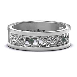 Men's Two-Stone Interwoven Infinity Band in 925 Sterling Silver with Alexandrite