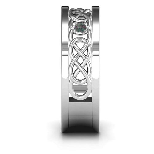 Men's Two-Stone Interwoven Infinity Band – Sterling Silver with Alexandrite