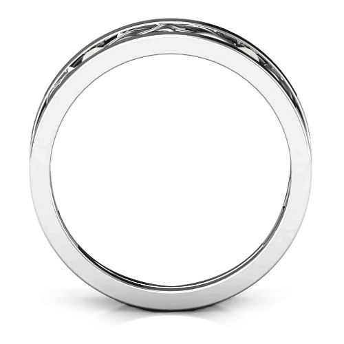 Men's Two-Stone Interwoven Infinity Band – Sterling Silver with Opal