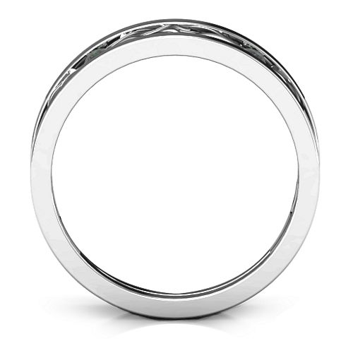 Men's Two-Stone Interwoven Infinity Band – Sterling Silver with Alexandrite
