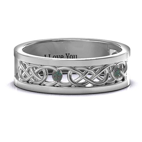 Men's Two-Stone Interwoven Infinity Band – Sterling Silver with Alexandrite