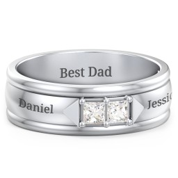 Men's Timeless Two Stone Ring in 925 Sterling Silver with Cubic Zirconia