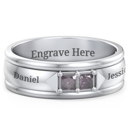 Men's Timeless Two Stone Ring in 925 Sterling Silver with Alexandrite