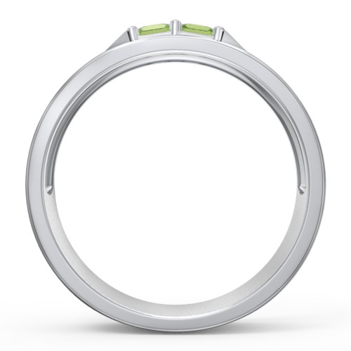Men's Timeless Two Stone Ring – Sterling Silver with Peridot
