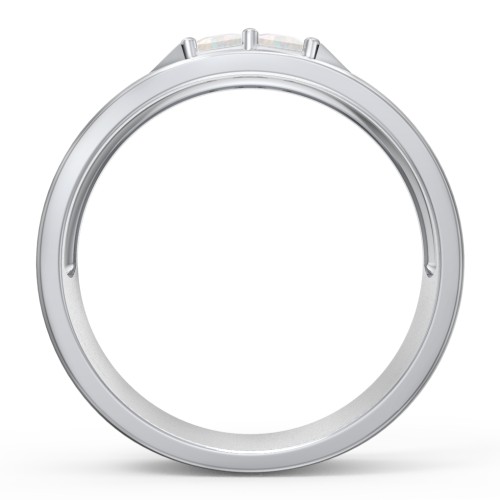 Men's Timeless Two Stone Ring – Sterling Silver with Opal