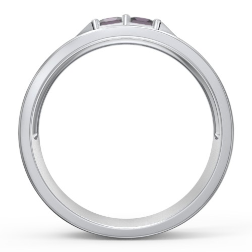 Men's Timeless Two Stone Ring – Sterling Silver with Alexandrite