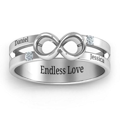 Men's Accented Infinity Ring – Sterling Silver with Cubic Zirconia
