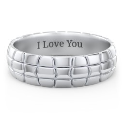 Men's Tortoise Shell Wide Band Ring in 925 Sterling Silver with Blue Sapphire and Cubic Zirconia
