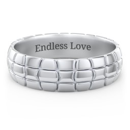 Men's Tortoise Shell Wide Band Ring in 925 Sterling Silver with Blue Sapphire and Cubic Zirconia