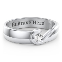 Men's Half Heart Ring with Birthstone