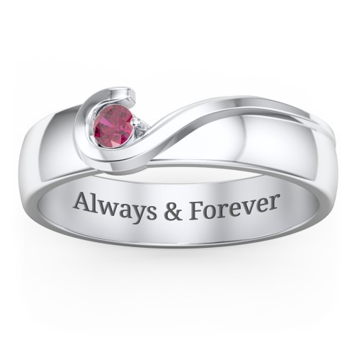 Men's Half Heart Ring with Birthstone