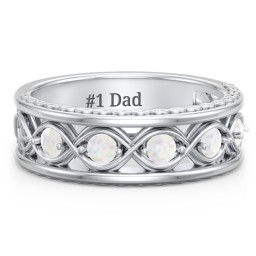 Men’s 5-Stone Infinity Ring in 925 Sterling Silver with Opal