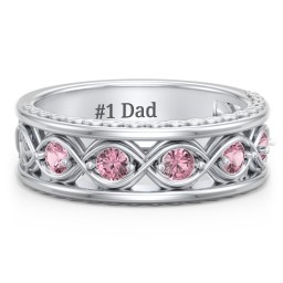 Men’s 5-Stone Infinity Ring in 925 Sterling Silver with Pink Tourmaline