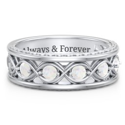 Men’s 5-Stone Infinity Ring in 925 Sterling Silver with Opal