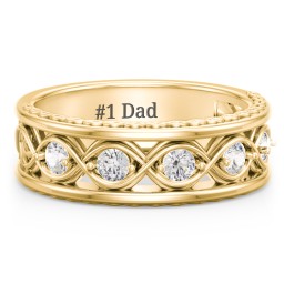 Men’s 5-Stone Infinity Ring in 9K Solid Yellow Gold