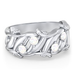 Men’s 4-Stone Organic Leaf Ring