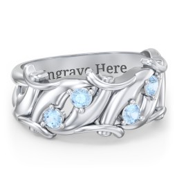 Men’s 4-Stone Organic Leaf Ring