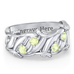 Men’s 4-Stone Organic Leaf Ring in 925 Sterling Silver with Peridot