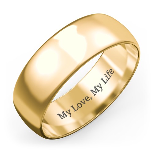 Men's Classic Half Round Wedding Band - 7mm Width – 9kt Yellow Gold