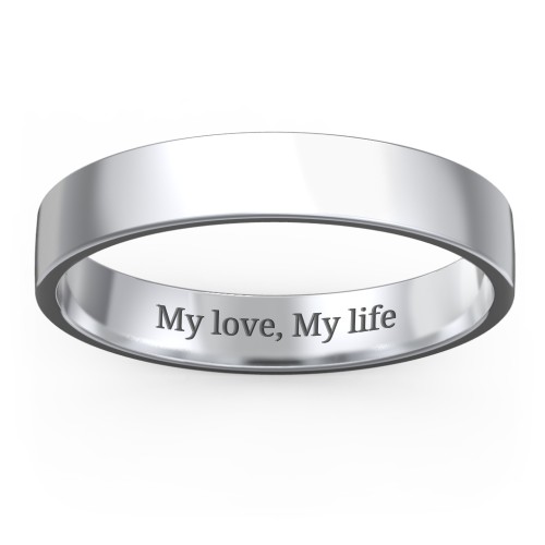 Men's Classic Flat Wedding Band - 4mm Width