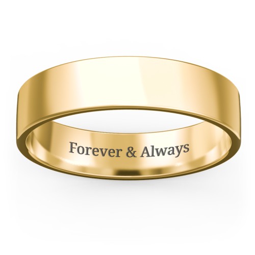 Men's Classic Flat Wedding Band - 5mm Width – 9kt Yellow Gold