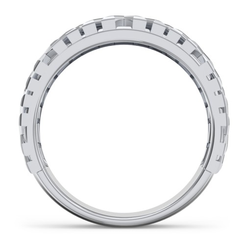 Men’s Grooved Geometric Birthstone Ring