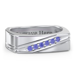 Men’s Flat Top Family Ring with Gemstones