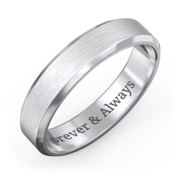 Men's Beveled Edge Wedding Band - 5mm Width in 9K Solid White Gold