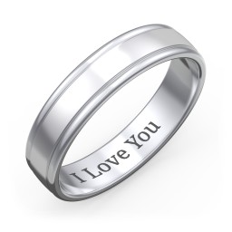 Men's Round Edge Wedding Band - 5mm Width in 925 Sterling Silver
