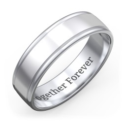 Men's Round Edge Wedding Band - 6mm Width in 925 Sterling Silver