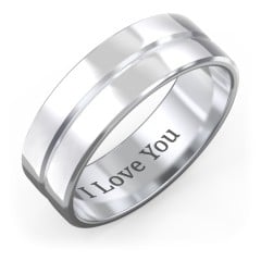 Men's Beveled Edge Wedding Band with V Groove- 7mm Width