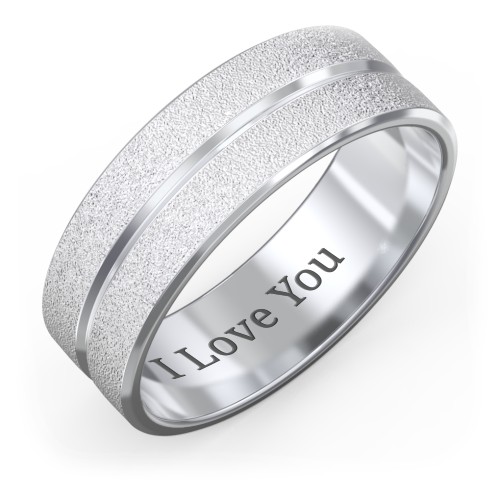 Men's Beveled Edge Wedding Band with V Groove- 7mm Width