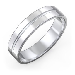 Men's Wedding Band with Rounded Polished Centre Groove- 5mm Width