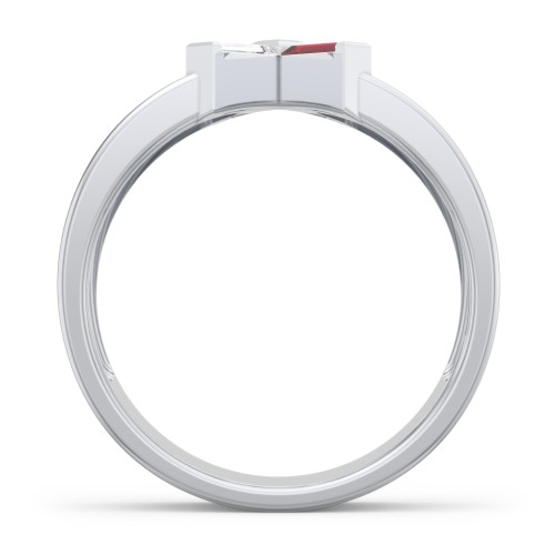 Men’s Engravable “X” Family Ring with Baguette Gemstones