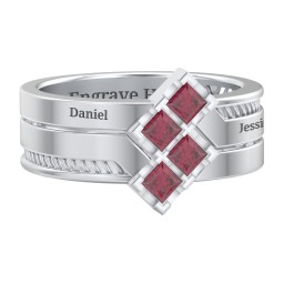 Men’s Family Ring with Princess Cut Stones