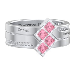 Men’s Family Ring with Princess Cut Stones
