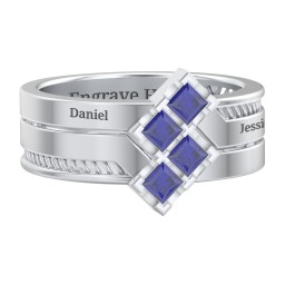 Men’s Family Ring with Princess Cut Stones