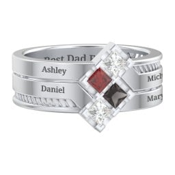 Men’s Family Ring with Princess Cut Stones