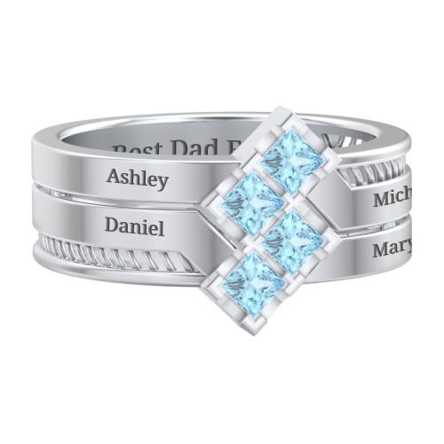 Men’s Family Ring with Princess Cut Stones