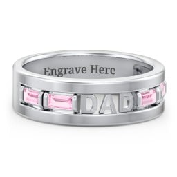 Men’s “Dad” Family Ring with Baguette Birthstones