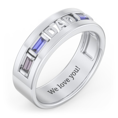 Men’s “Dad” Family Ring with Baguette Birthstones