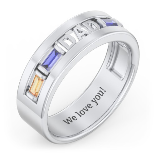 Men’s “Dad” Family Ring with Baguette Birthstones
