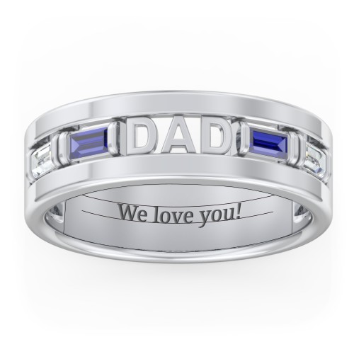 Men’s “Dad” Family Ring with Baguette Birthstones