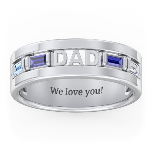 Men’s “Dad” Family Ring with Baguette Birthstones