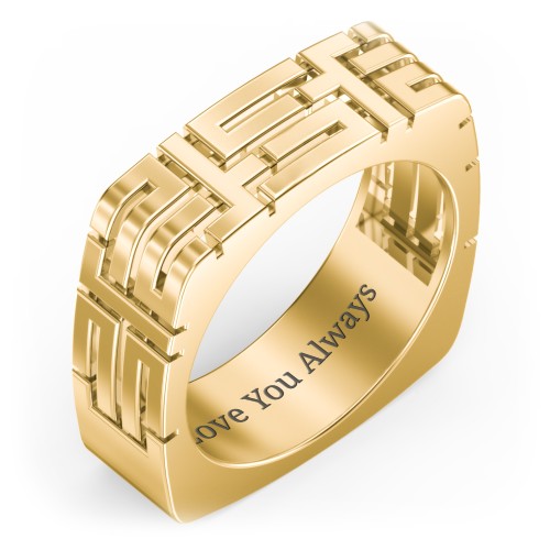 Men’s Square Geometric Ring – 9kt Yellow Gold