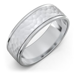 Men's Round Edge Wedding Band with Hammer Texture - 7mm
