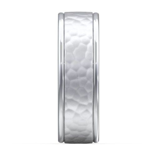 Men's Round Edge Wedding Band with Hammer Texture - 7mm